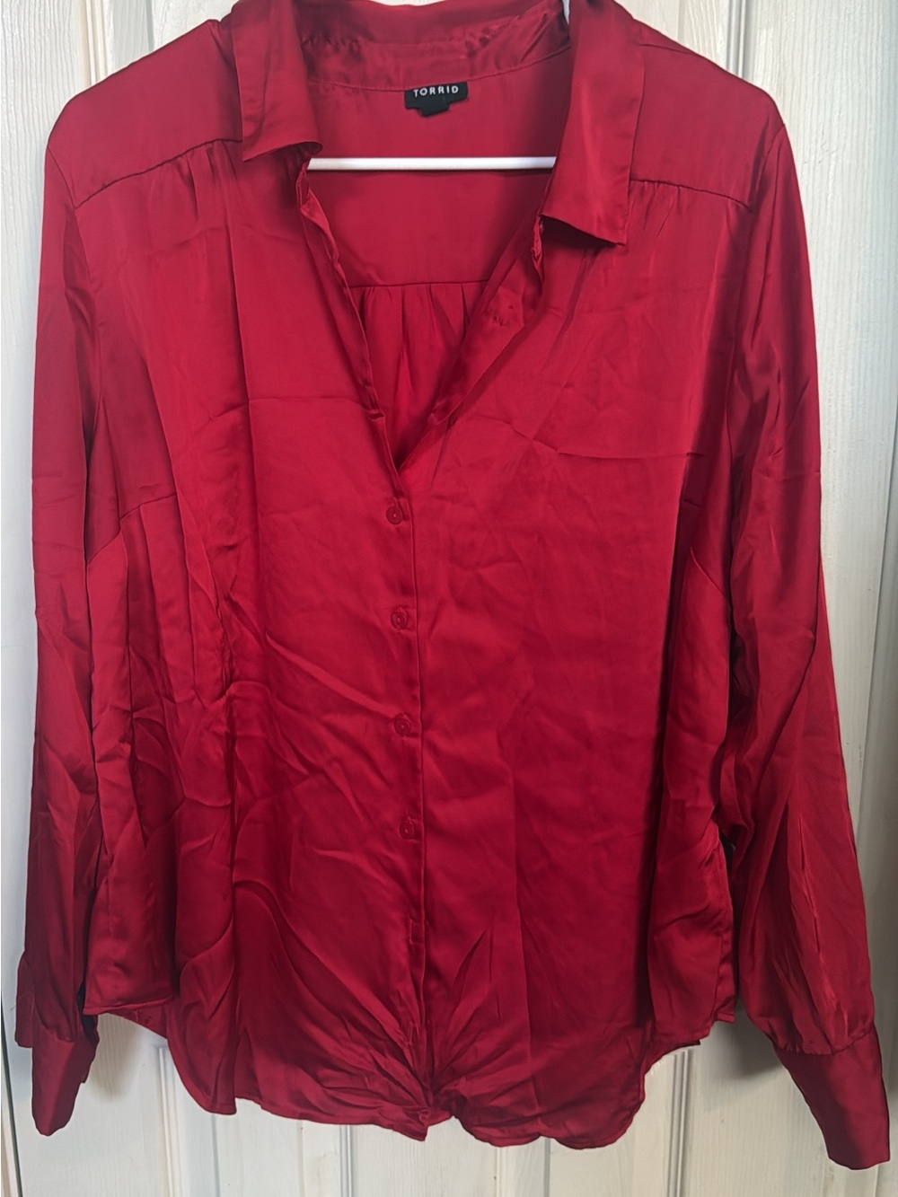 2 Torrid Deep Red Satin Button-Down Shirt